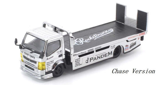 Pop Race - Pandem FUSO 300 Flatbed (Tokyo Station Exclusive) (Silver Chrome) 1/64 Scale Diecast Model Car (PRT005)