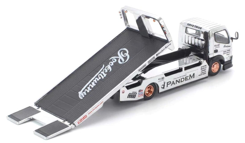 Load image into Gallery viewer, Pop Race - Pandem FUSO 300 Flatbed (Tokyo Station Exclusive) (Silver Chrome) 1/64 Scale Diecast Model Car (PRT005)
