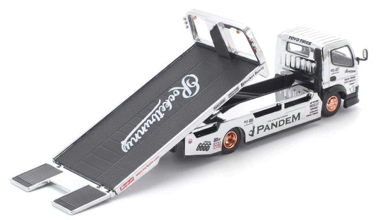 Pop Race - Pandem FUSO 300 Flatbed (Tokyo Station Exclusive) (Silver Chrome) 1/64 Scale Diecast Model Car (PRT005)