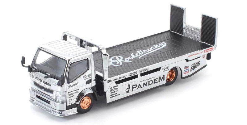 Load image into Gallery viewer, Pop Race - Pandem FUSO 300 Flatbed (Tokyo Station Exclusive) (Silver Chrome) 1/64 Scale Diecast Model Car (PRT005)
