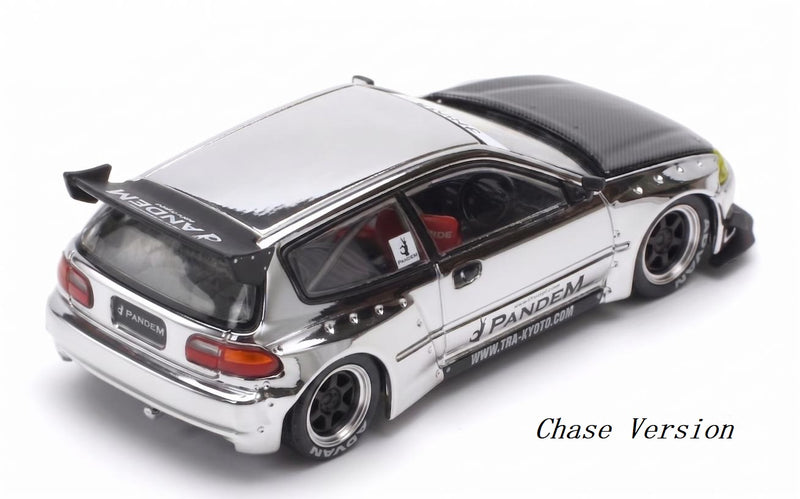 Load image into Gallery viewer, Pop Race - Pandem EG6 (Tokyo Station Exclusive) (Silver Chrome) 1/64 Scale Diecast Model Car (PRT006)
