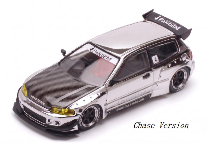 Load image into Gallery viewer, Pop Race - Pandem EG6 (Tokyo Station Exclusive) (Silver Chrome) 1/64 Scale Diecast Model Car (PRT006)
