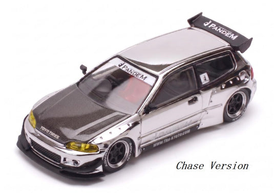 Pop Race - Pandem EG6 (Tokyo Station Exclusive) (Silver Chrome) 1/64 Scale Diecast Model Car (PRT006)