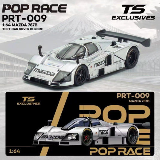 Pop Race - Mazda 787B Test Car (Tokyo Station Exclusive) (Silver Chrome) 1/64 Scale Diecast Model Car (PRT009)