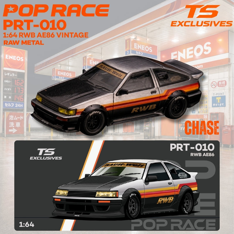 Load image into Gallery viewer, Pop Race - RWB AE86 Vintage (Tokyo Station Exclusive) (Red Chrome) 1/64 Scale Diecast Model Car (PRT010)
