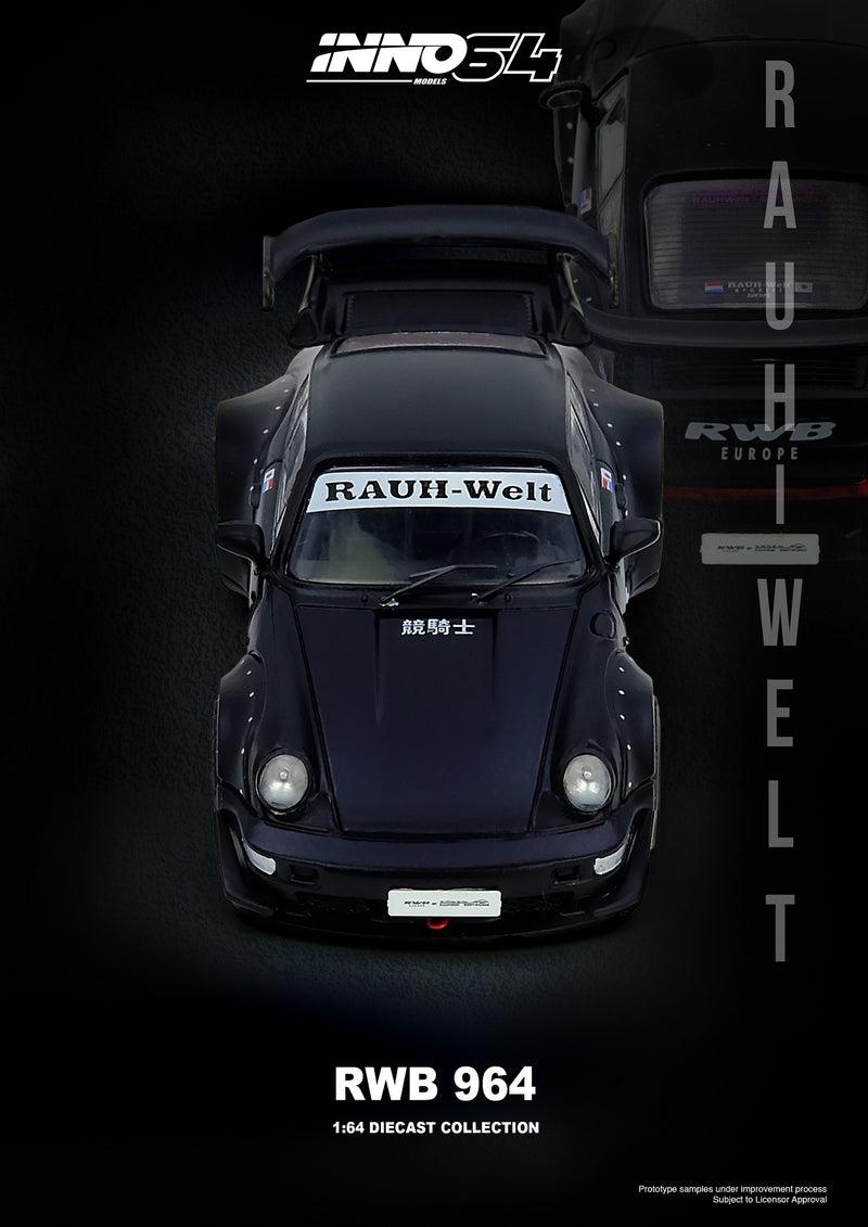 Load image into Gallery viewer, INNO64 - RWB 964 (Matte Black) 1/64 Scale Diecast Model Cars (IN64-RWB964-BM)
