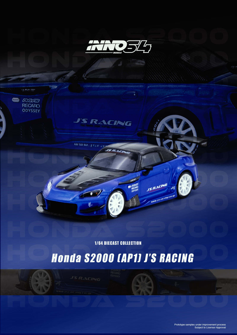 Load image into Gallery viewer, INNO64 - Honda S2000 J's Racing (Blue) 1/64 Scale Diecast Model Cars (IN64-S2000JS-BLUE)
