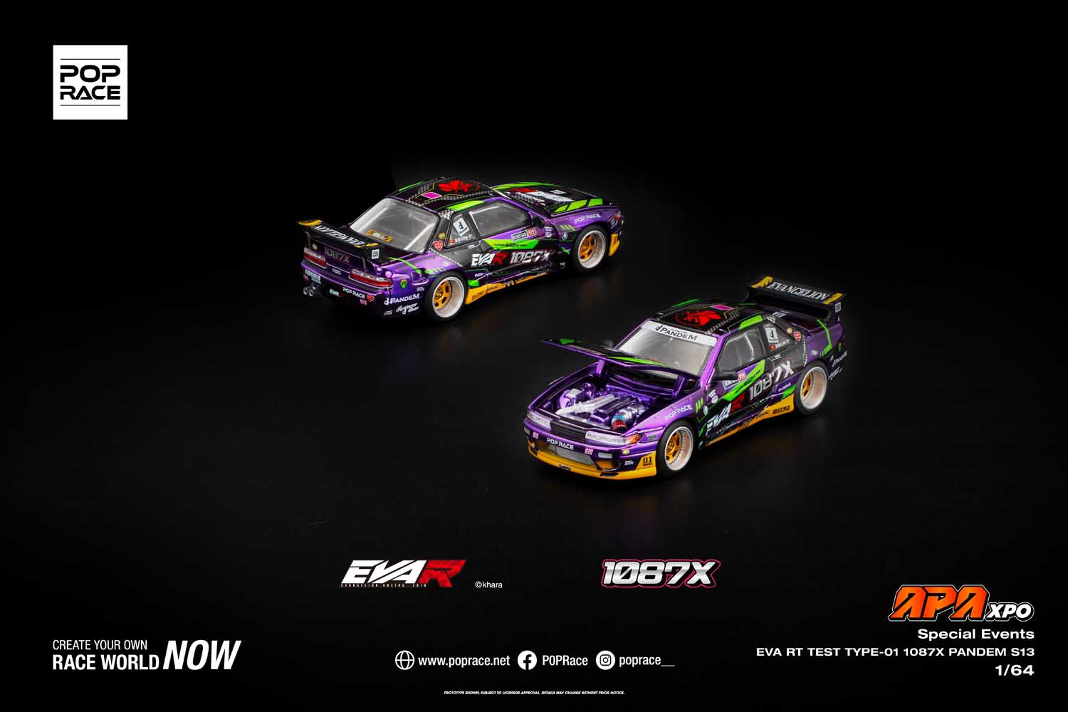 Pop Race - EVA RT Test Type-01 1087X Pandem S13 1/64 Scale Diecast Mod ...