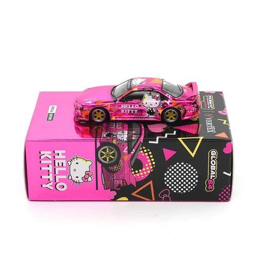Tarmac Works - Global64 - Vertex Silvia S14 (Hello Kitty) (Pink Chrome APA XPO 2025) 1/64 Scale Diecast Model Car (T64G-018-HK2)