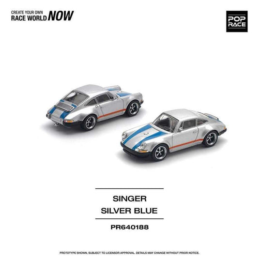 Pop Race - Singer (Silver/Blue) 1/64 Scale Diecast Model Car (PR640188)