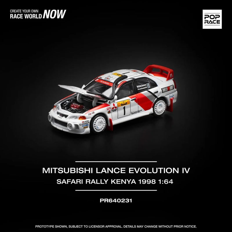 Load image into Gallery viewer, Pop Race - Mitsubishi Lancer Evolution IV Safari Rally Kenya 1/64 Scale Diecast Model Car (PR640231)
