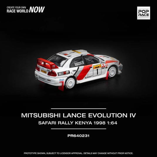 Pop Race - Mitsubishi Lancer Evolution IV Safari Rally Kenya 1/64 Scale Diecast Model Car (PR640231)