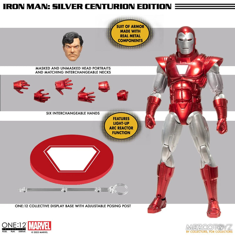 Load image into Gallery viewer, Mezco Toyz - One 12 Marvel Comics - Iron Man (Silver Centurion)
