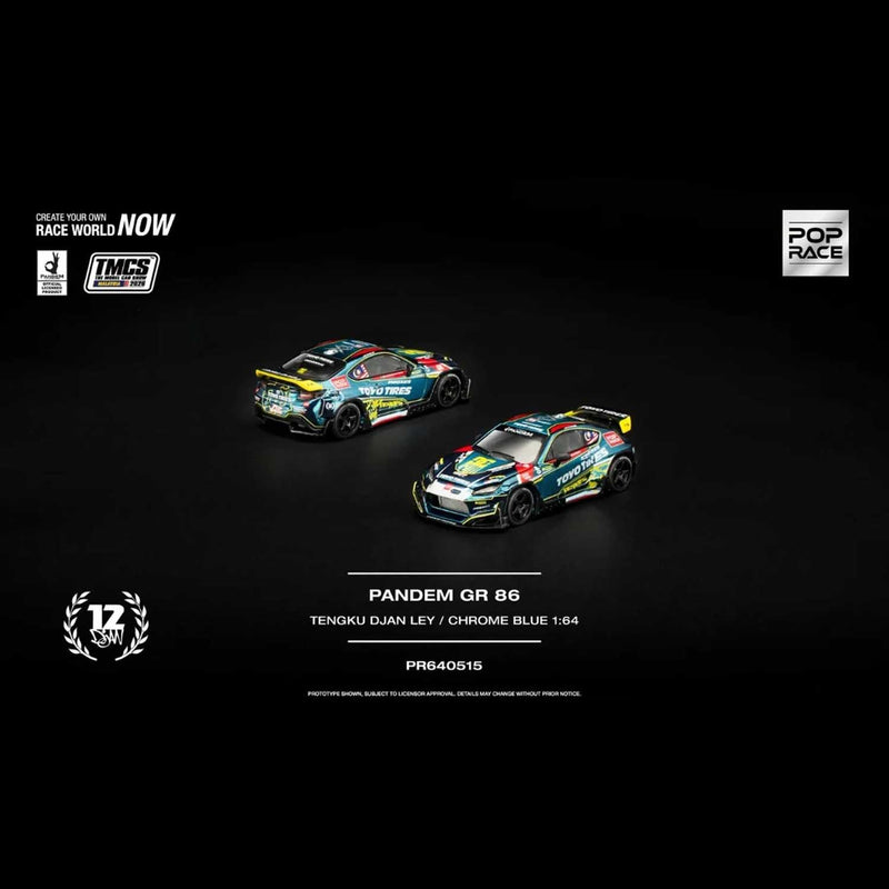 Load image into Gallery viewer, Pop Race - Pandem GR86 (Tengku Djan Ley / Chrome Blue) (TMCS 2026 Special Edition) 1/64 Scale Diecast Model Car (PR640515)
