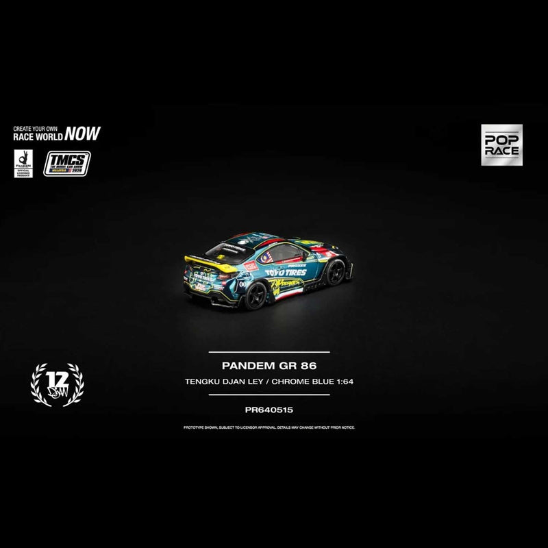 Load image into Gallery viewer, Pop Race - Pandem GR86 (Tengku Djan Ley / Chrome Blue) (TMCS 2026 Special Edition) 1/64 Scale Diecast Model Car (PR640515)
