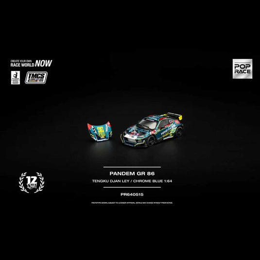 Pop Race - Pandem GR86 (Tengku Djan Ley / Chrome Blue) (TMCS 2026 Special Edition) 1/64 Scale Diecast Model Car (PR640515)