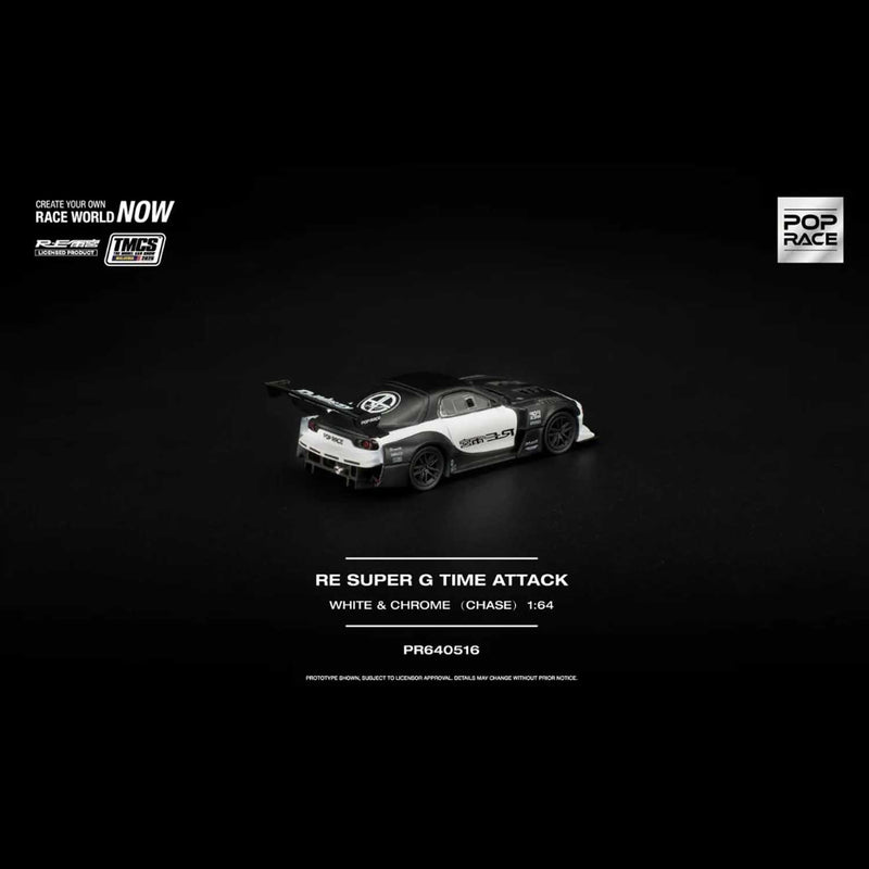 Load image into Gallery viewer, Pop Race - RE Super G Time Attack (White &amp; Chrome) (TMCS 2026 Special Edition) 1/64 Scale Diecast Model Car (PR640516)
