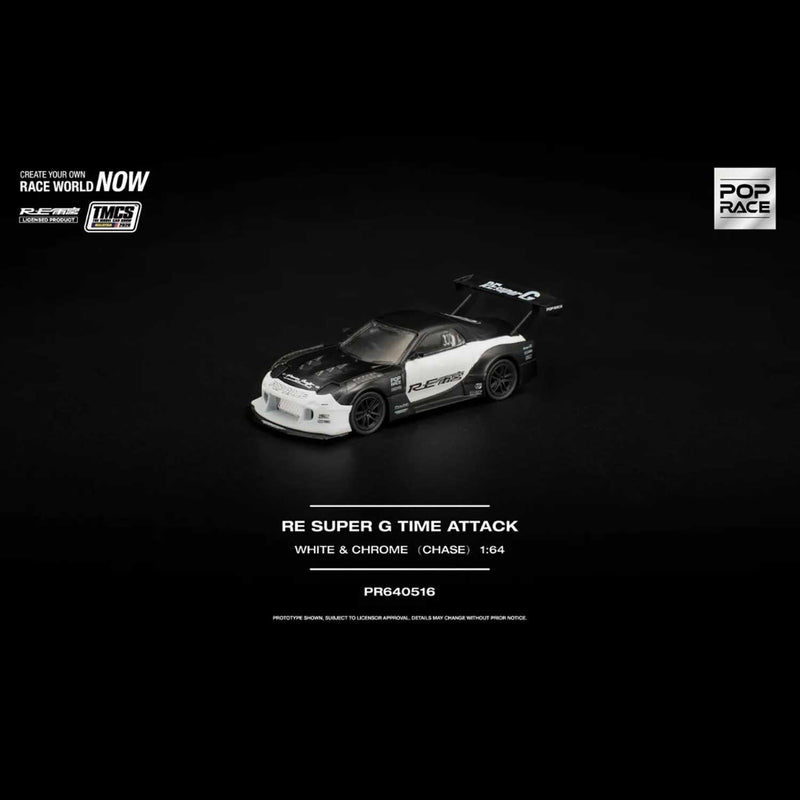 Load image into Gallery viewer, Pop Race - RE Super G Time Attack (White &amp; Chrome) (TMCS 2026 Special Edition) 1/64 Scale Diecast Model Car (PR640516)
