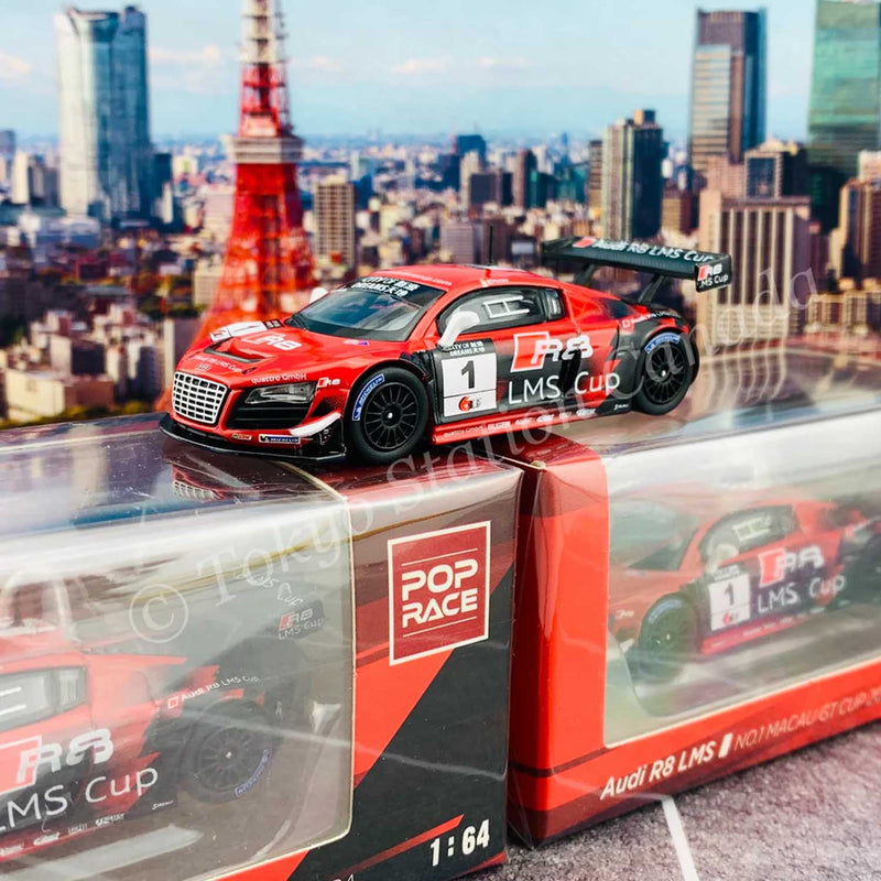Load image into Gallery viewer, Pop Race - Audi R8 LMS No.1 (Macau GT Cup 2013 E. Mortara) 1/64 Scale Diecast Model Car
