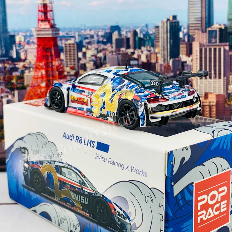 Load image into Gallery viewer, Pop Race - Audi R8 LM (EVISU X WORKS) (Macau GT Cup 2020 Marchy Lee Presentation Car) 1/64 Scale Diecast Model Car

