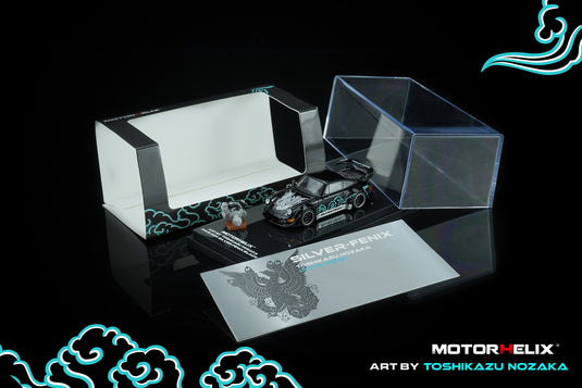 MotorHelix - RWB 964 (Black) (Silver-Fenix) 1/64 Scale Diecast Model Car (M62102)