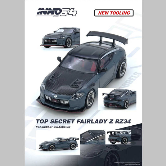 INNO64 - Top Secret Fairlady Z RX34 (Stealth Gray)  1/64 Scale Diecast Model Cars (IN64-Z34TS-SG)