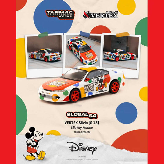 Tarmac Works - Global64 - Vertex Silvia S15 (Mickey Mouse) 1/64 Scale Diecast Model Car (T64G-023-MK)