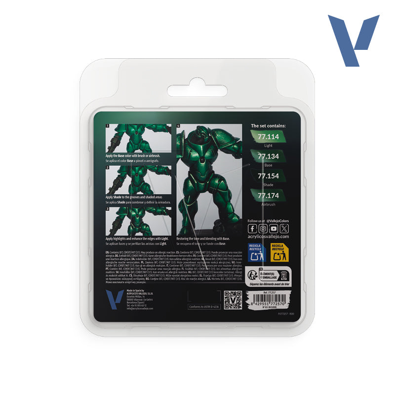 Load image into Gallery viewer, Vallejo - True Metallic Metal  Set - VAL77257 Dusken Green TMM 4 Colour
