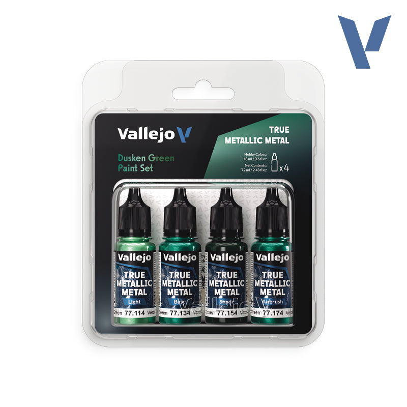 Load image into Gallery viewer, Vallejo - True Metallic Metal  Set - VAL77257 Dusken Green TMM 4 Colour
