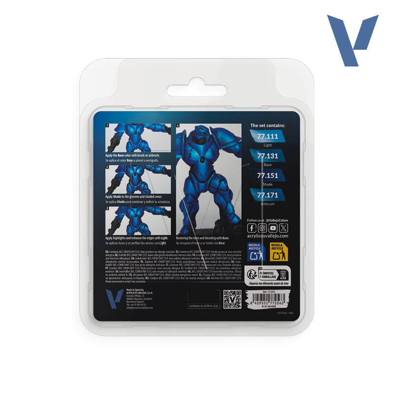 Load image into Gallery viewer, Vallejo - True Metallic Metal  Set - VAL77256 Sapphire Blue TMM 4 Colour

