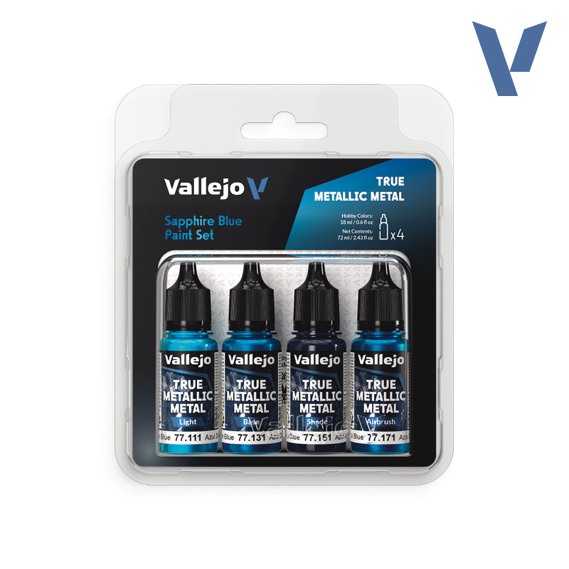 Load image into Gallery viewer, Vallejo - True Metallic Metal  Set - VAL77256 Sapphire Blue TMM 4 Colour
