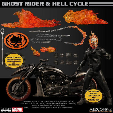 Mezco Toyz - One:12 Marvel: Ghost Rider and Hell Cycle Set