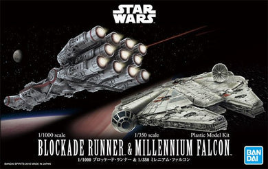 Bandai - Star Wars Model - 1/1000 Blockade Runner & 1/350 Millennium Falcon