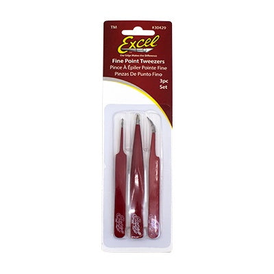 Excel - 30429 Fine Point Tweezers (3pc Set)