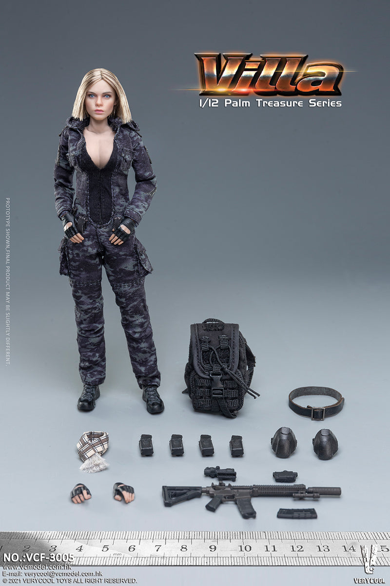 Load image into Gallery viewer, Very Cool - 1/12 Palm Treasure Series - Black MC Camouflage Women Soldier - Villa
