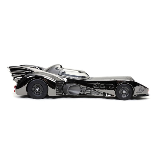 Jada Toys - Batman (1989): Batmobile (Black-Chrome Finish) Diecast Metal Vehicle and Batman Mini-Fig 1/24 Scale