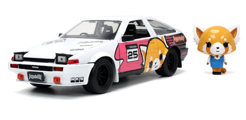 Load image into Gallery viewer, Jada Toys - Aggretsuko: Die-Cast Retsuko and 1986 Toyota Trueno (AE86) 1/24 Scale
