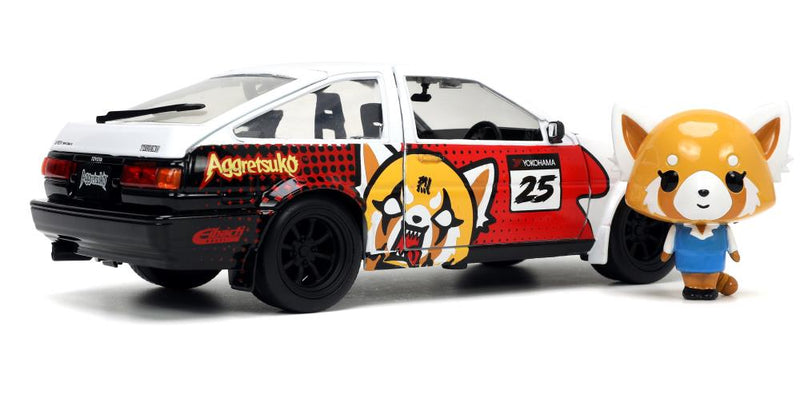 Load image into Gallery viewer, Jada Toys - Aggretsuko: Die-Cast Retsuko and 1986 Toyota Trueno (AE86) 1/24 Scale
