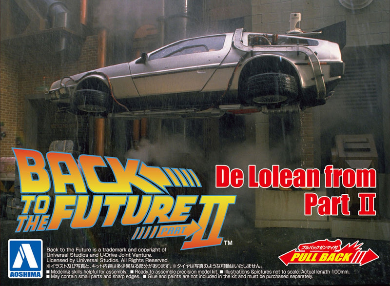 Load image into Gallery viewer, Aoshima - 1/43 Scale Back to the Future Part II: Delorean Pull Back Model Kit
