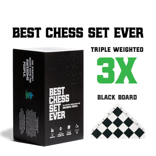 The Best Chess Set Ever - Triple Weight 3X Pieces & Black Silicone Board (Restock)