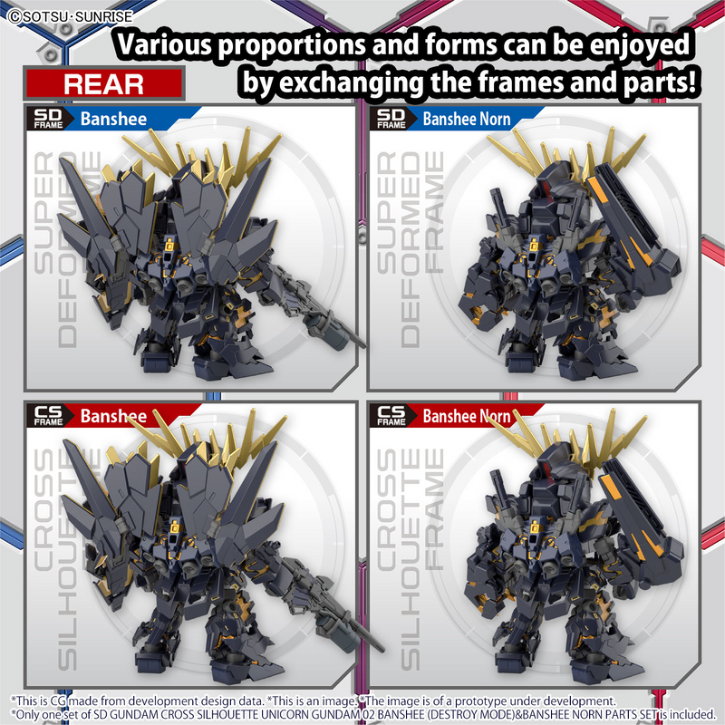 Load image into Gallery viewer, SD Gundam - Cross Silhouette - Unicorn Gundam 02 Banshee (Destroy Mode) and Banshee Norn Parts Set
