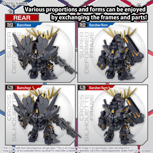 SD Gundam - Cross Silhouette - Unicorn Gundam 02 Banshee (Destroy Mode) and Banshee Norn Parts Set
