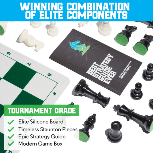 The Best Chess Set Ever - Triple Weight 3X Pieces & Green Silicone Board