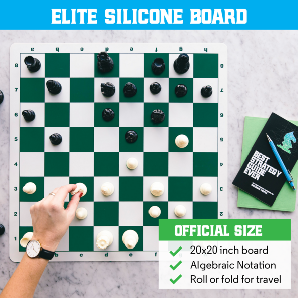 Load image into Gallery viewer, The Best Chess Set Ever - Triple Weight 3X Pieces &amp; Green Silicone Board
