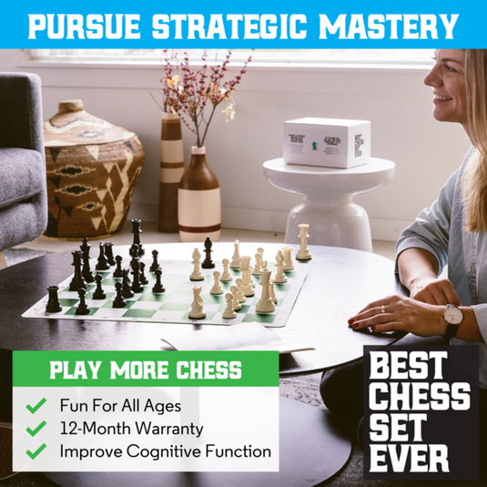 The Best Chess Set Ever - Triple Weight 3X Pieces & Green Silicone Board