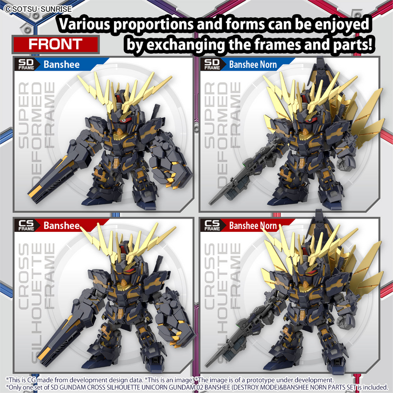 Load image into Gallery viewer, SD Gundam - Cross Silhouette - Unicorn Gundam 02 Banshee (Destroy Mode) and Banshee Norn Parts Set
