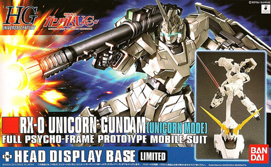 HGUC 1/144 - 101 RX-0 Unicorn Gundam (Unicorn Mode) with 1/48 Head Display Base