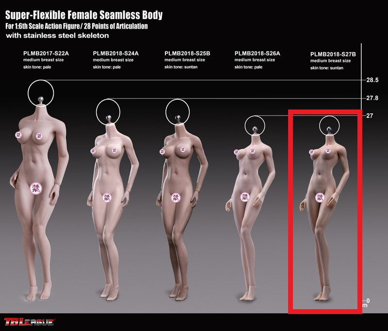 Load image into Gallery viewer, TBLeague - Super-Flexible Female Seamless Body - S27B 270mm Suntan
