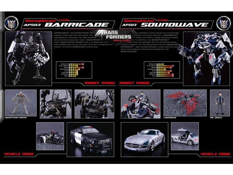 Load image into Gallery viewer, APS-03 Decepticon Barricade &amp; Soundwave Two Pack With Mini Boombox

