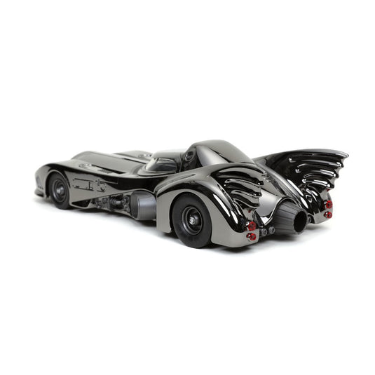 Jada Toys - Batman (1989): Batmobile (Black-Chrome Finish) Diecast Metal Vehicle and Batman Mini-Fig 1/24 Scale